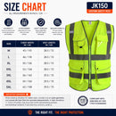 Custom Logo Hi-Vis Reflective Safety Vest with 9 Pockets and Zipper – JK150