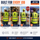 Custom Logo Hi-Vis Reflective Safety Vest with 9 Pockets and Zipper – JK150