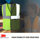 JKSafety Kids Hi Vis Safety Vest with 3M Reflective Tape ANSI Certified (BK300)