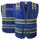 JKSafety 9 Pockets Mesh Two-Tone Hi-Vis Reflective Safety Vest, Security (JK100-SEC)