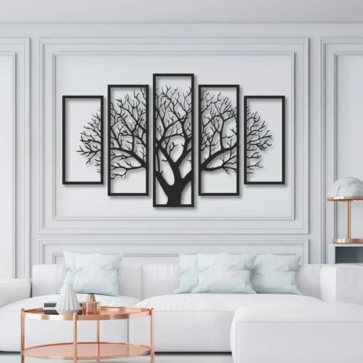 Evento Wooden Wall Art 5 frame Tree Panels Frame Wall Decor (EWW)