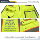 JKSafety 9 Pockets Mesh Two-Tone Hi-Vis Reflective Safety Vest, FAA Drone Pilot (JK100-FAA)