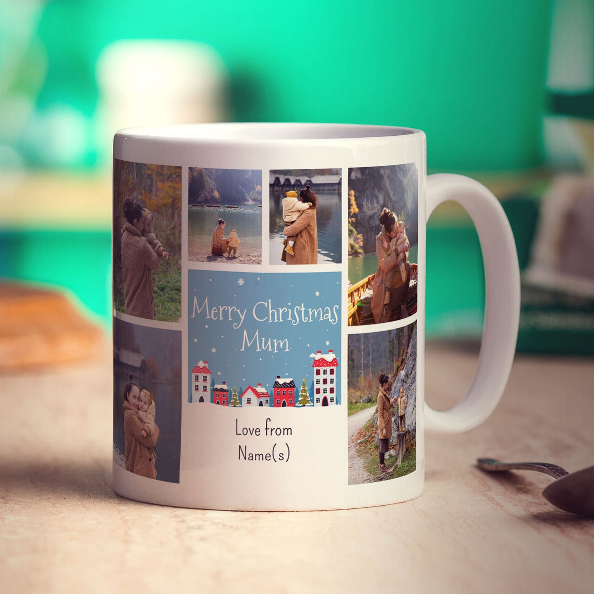 6 Photo Merry Christmas Mum with Text Mug