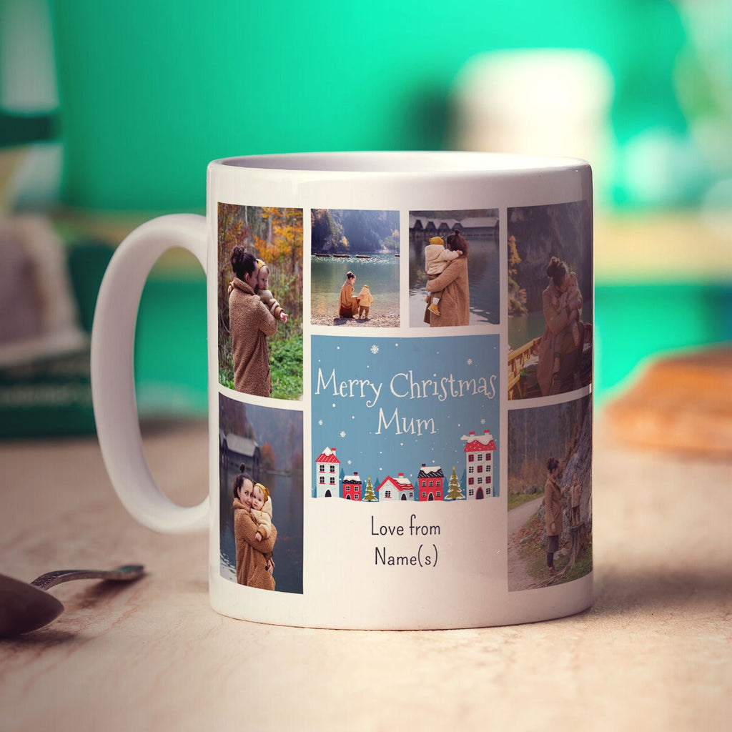 6 Photo Merry Christmas Mum with Text Mug