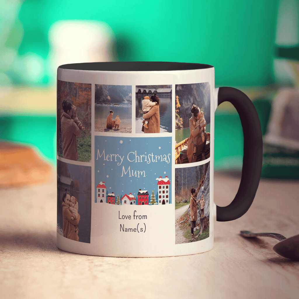 6 Photo Merry Christmas Mum with Text Mug