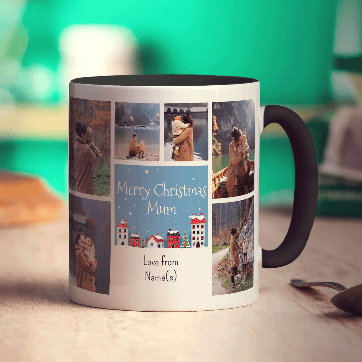 6 Photo Merry Christmas Mum with Text Mug