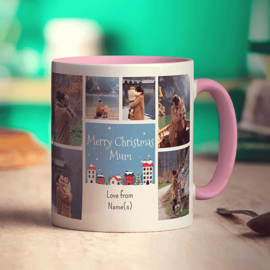 6 Photo Merry Christmas Mum with Text Mug