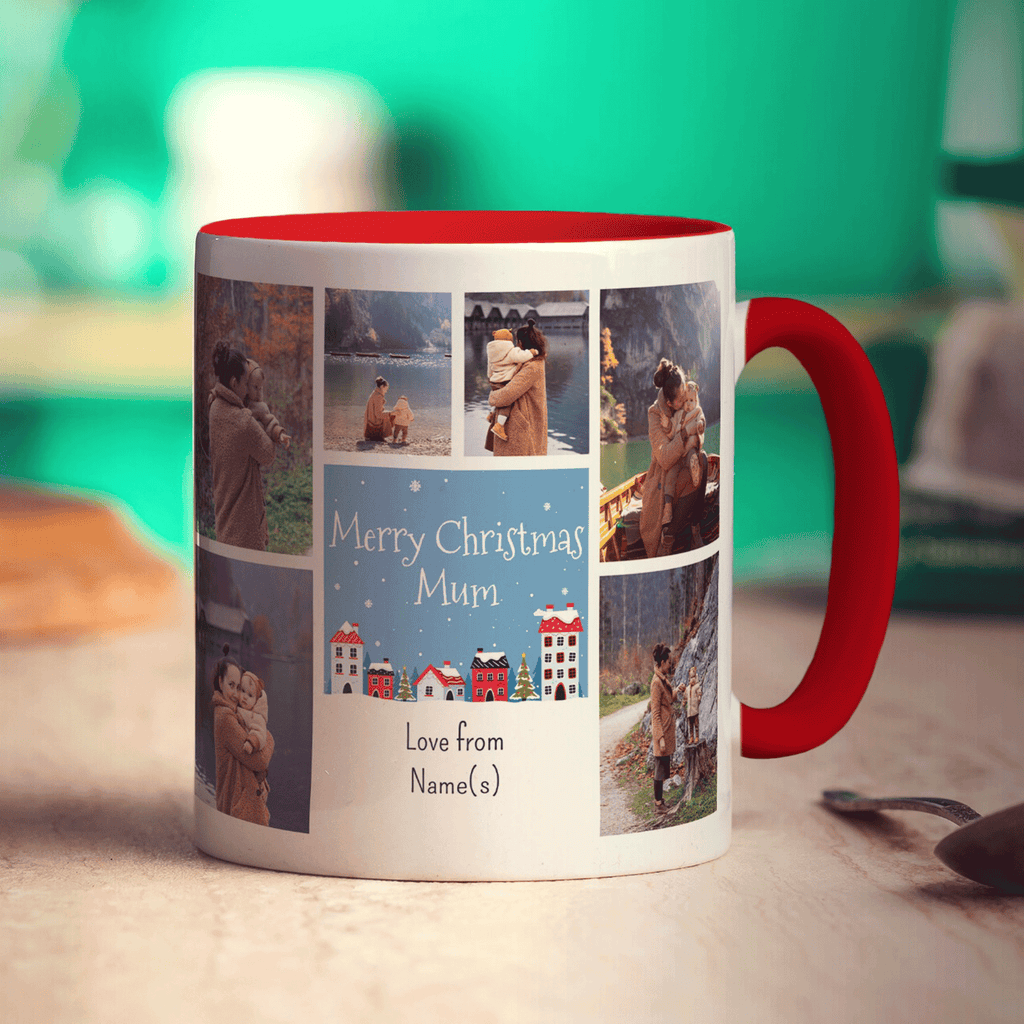 6 Photo Merry Christmas Mum with Text Mug