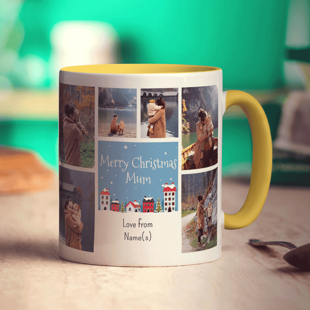 6 Photo Merry Christmas Mum with Text Mug