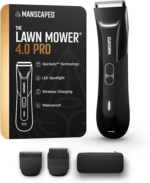 The Lawn Mower® 4.0 PRO – Groin & Body Hair Trimmer, Updated SkinSafe® Trimmer Blade, Waterproof Wet/Dry Groomer, USB-C & Wireless Charging Compatible, Men’s Ball Shaver with Travel Lock