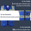 JKSafety Hi-Vis Reflective Safety Vest High Visibility Work Vest with Pockets (BX331)