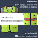 JKSafety Hi-Vis Reflective Safety Vest High Visibility Work Vest with Pockets (BX331)