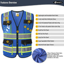 JKSafety 8 Pockets Two-Tone Mesh Hi-Vis Reflective Safety Vests (JK220)