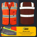 JKSafety Hi-Vis Reflective Safety Vest High Visibility Work Vest with Pockets (BX331)
