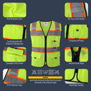 JKSafety Hi-Vis Reflective Safety Vest High Visibility Work Vest with Pockets (BX331)