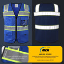 JKSafety Hi-Vis Reflective Safety Vest High Visibility Work Vest with Pockets (BX331)