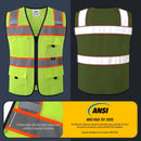 JKSafety Hi-Vis Reflective Safety Vest High Visibility Work Vest with Pockets (BX331)