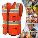 JKSafety Hi-Vis Reflective Safety Vest High Visibility Work Vest with Pockets (BX331)