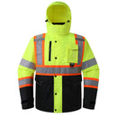 JKSafety Hi Vis Bomber Safety Jacket with Detachable Hood ANSI Certified (BJ480)