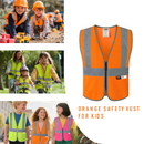 JKSafety Kids Hi Vis Safety Vest with 3M Reflective Tape ANSI Certified (BK300)