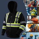 JKSafety Hi Vis Reflective Safety Hoodie Zipper Sweatshirt ANSI Certified (SS260)