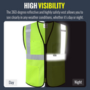 JKSafety Hi-Vis High Visibility Reflective Safety Vest with Pockets (BX310)