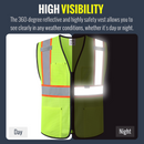 JKSafety Hi-Vis High Visibility Reflective Safety Vest with Pockets (BX310)