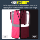 JKSafety Hi-Vis High Visibility Reflective Safety Vest with Pockets (BX310)