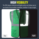 JKSafety Hi-Vis High Visibility Reflective Safety Vest with Pockets (BX310)