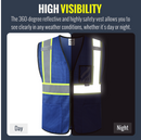 JKSafety Hi-Vis High Visibility Reflective Safety Vest with Pockets (BX310)