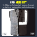 JKSafety Hi-Vis High Visibility Reflective Safety Vest with Pockets (BX310)