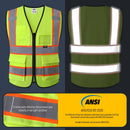 JKSafety Hi-Vis High Visibility Reflective Safety Vest with Pockets and Zipper (BX320)