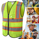 JKSafety Hi-Vis High Visibility Reflective Safety Vest with Pockets and Zipper (BX320)