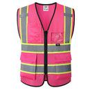 JKSafety Hi-Vis High Visibility Reflective Safety Vest with Pockets and Zipper (BX320)