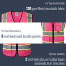 JKSafety Hi-Vis High Visibility Reflective Safety Vest with Pockets and Zipper (BX320)