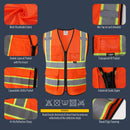 JKSafety Hi-Vis High Visibility Reflective Safety Vest with Pockets and Zipper (BX320)