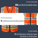 JKSafety Hi-Vis High Visibility Reflective Safety Vest with Pockets and Zipper (BX320)