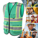 JKSafety Hi-Vis High Visibility Reflective Safety Vest with Pockets and Zipper (BX320)