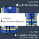 JKSafety Hi-Vis High Visibility Reflective Safety Vest with Pockets and Zipper (BX320)