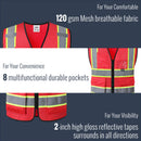 JKSafety Hi-Vis High Visibility Reflective Safety Vest with Pockets and Zipper (BX320)