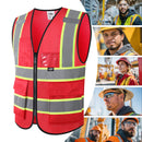JKSafety Hi-Vis High Visibility Reflective Safety Vest with Pockets and Zipper (BX320)