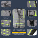 JKSafety Hi-Vis High Visibility Reflective Safety Vest with Pockets and Zipper (BX320)