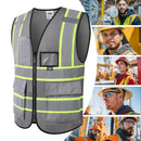 JKSafety Hi-Vis High Visibility Reflective Safety Vest with Pockets and Zipper (BX320)