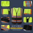 JKSafety Hi-Vis High Visibility Reflective Safety Vest with Pockets and Zipper (BX320)