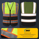 JKSafety Hi-Vis High Visibility Reflective Safety Vest with Pockets and Zipper (BX320)