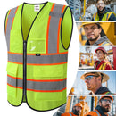 JKSafety Hi-Vis High Visibility Reflective Safety Vest with Pockets and Zipper (BX320)