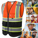 JKSafety Hi-Vis High Visibility Reflective Safety Vest with Pockets and Zipper (BX320)