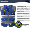 JKSafety 9 Pockets Hi-Vis Mesh Safety Vest, Two-Tone (JK140)