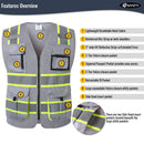 JKSafety 9 Pockets Hi-Vis Mesh Safety Vest, Two-Tone (JK140)