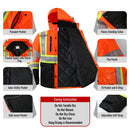 JKSafety Hi Vis Bomber Safety Jacket with Detachable Hood ANSI Certified (BJ480)